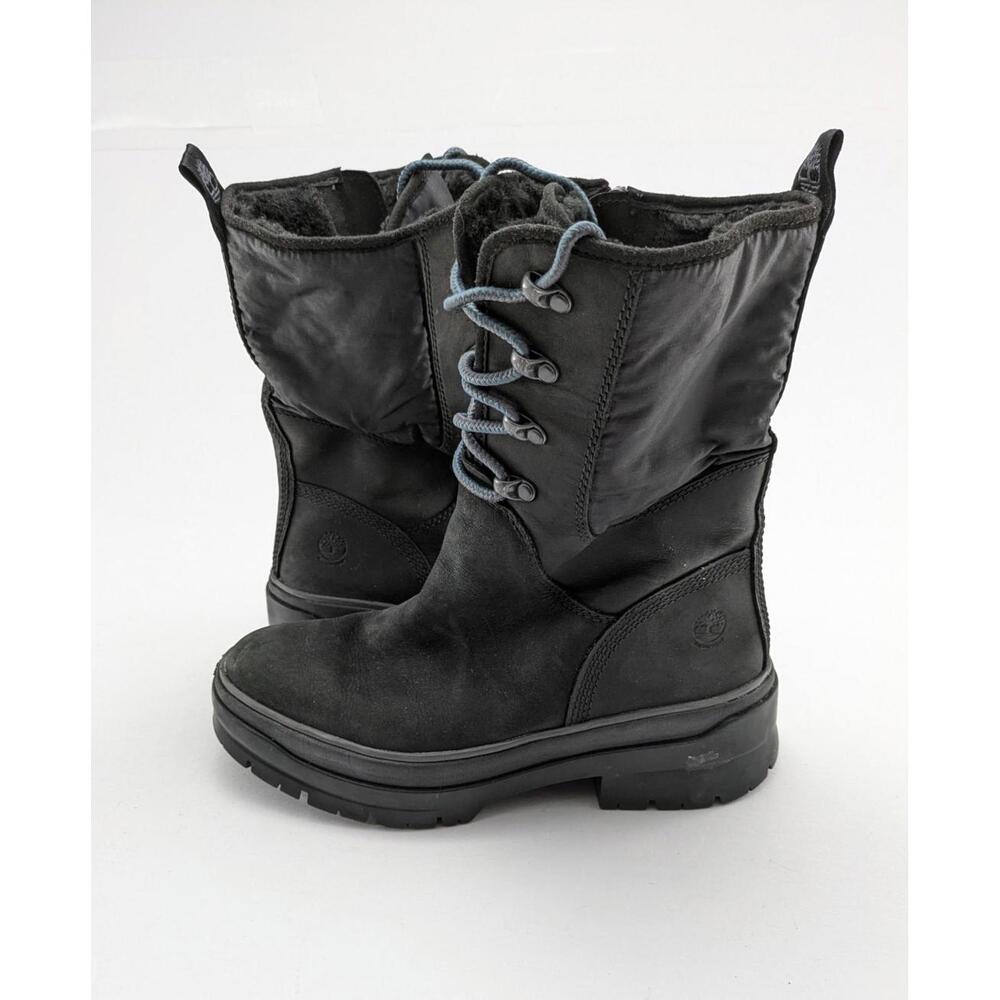Womens Timberland Malynn Black Full Zip Faux Fur‎ Leather Snow Boots Size 6.5